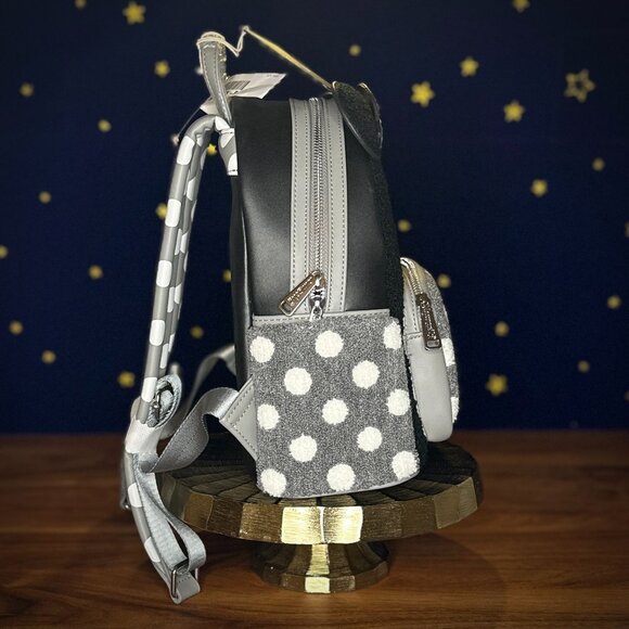 NWT Disney Parks Loungefly Minnie Mouse Black & White Mini Backpack - Picture 4 of 8